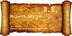 Majerik Béla névjegykártya